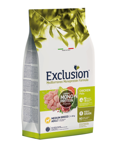 Exclusion Mediterraneo Noble Grain Pollo Medium Breed 12kg.