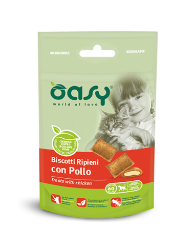 Oasy Cat Snack Biscotti ripieni con Pollo 60gr.
