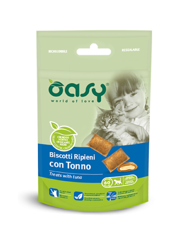 Oasy Cat Snack Biscotti ripieni con Tonno 60gr.
