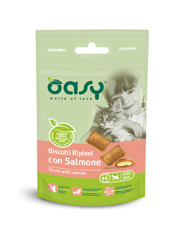 Oasy Cat Snack Biscotti ripieni con Salmone 60gr.
