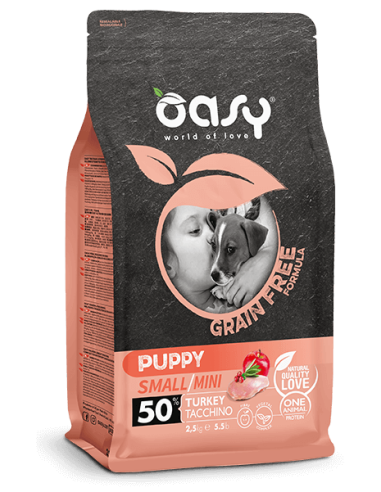 Oasy Dog Grain Free Puppy Small-Mini Tacchino 800g.