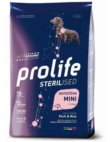 Prolife Sensitive Sterilised Adult Mini Pork & Rice 7kg.