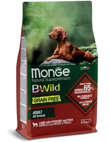 Monge Grain Free Agnello con Patate e Piselli All Breeds Adult 2,5kg.