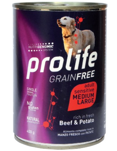 Prolife Grain Free Sensitive Adult Medium-Large Beef & Potato 400gr.