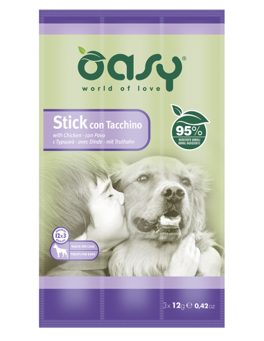 Oasy Dog Sticks al Tacchino 3x12gr.