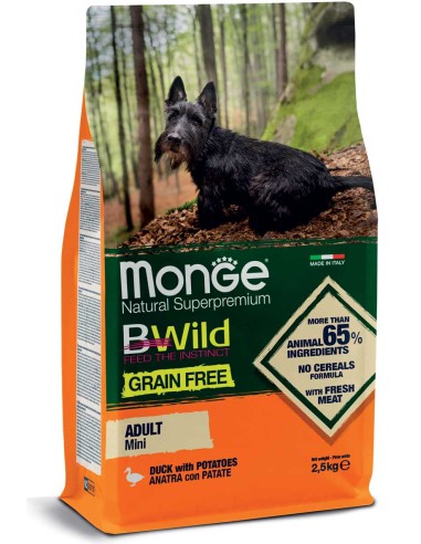 Monge Grain Free Anatra con Patate Mini Adult 2,5kg.