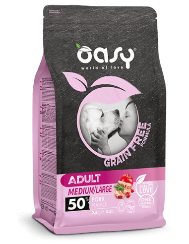 Oasy Dog Grain Free Medium-Large Maiale 2,5kg.