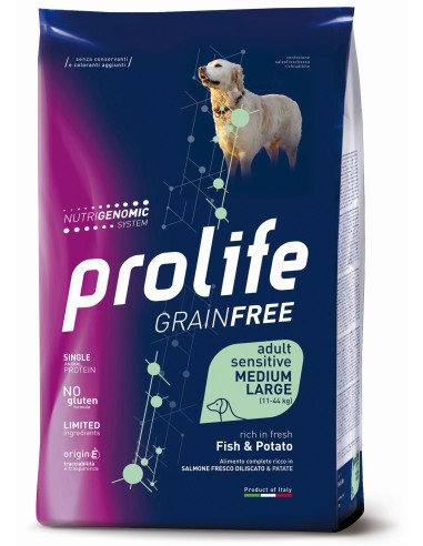 Prolife Grain Free Sensitive Adult Medium-Large Fish & Potato 2,5kg.