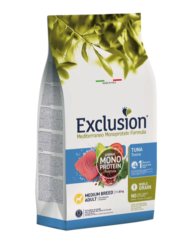 Exclusion Mediterraneo Noble Grain Tonno Medium Breed 3kg.