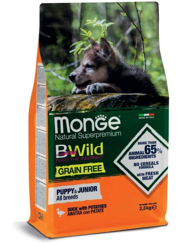 Monge Grain Free Anatra con Patate All Breeds Puppy & Junior 2,5kg.