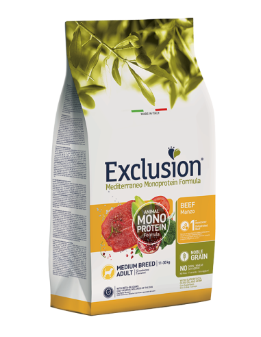 Exclusion Mediterraneo Noble Grain Manzo Medium Breed 3kg.