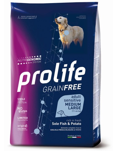 Prolife Grain Free Sensitive Adult Medium-Large Sole Fish & Potato 10kg.