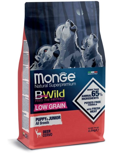 Monge Low Grain Cervo All Breeds Puppy & Junior 2,5kg.