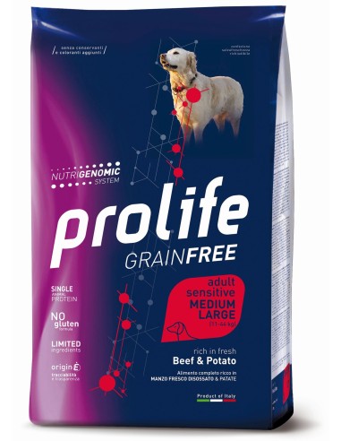 Prolife Grain Free Sensitive Adult Medium-Large Beef & Potato 2,5kg.