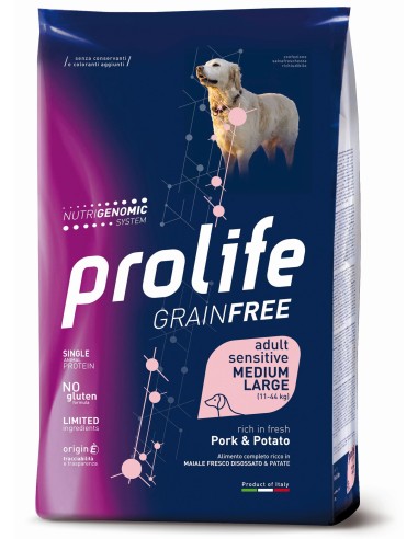 Prolife Grain Free Sensitive Adult Medium-Large Pork & Potato 10kg.