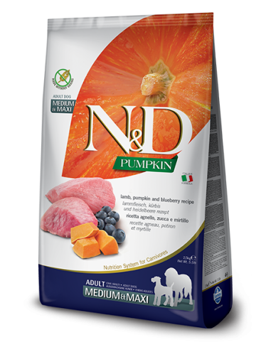 Farmina N&D Pumpkin Adult Medium&Maxi Lamb & Blueberry 2,5kg.