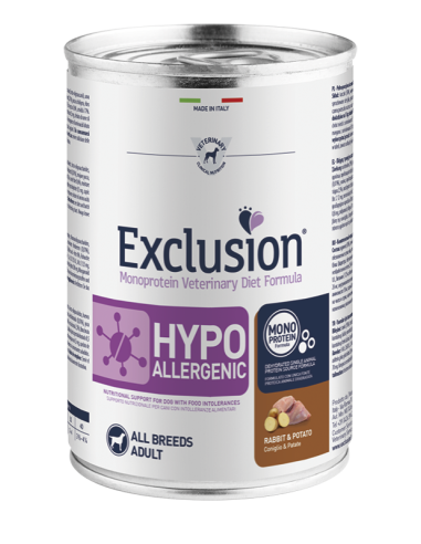 Exclusion Hypoallergenic Coniglio & Patate All Breeds 400g.