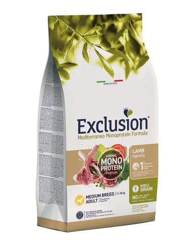 Exclusion Mediterraneo Noble Grain Agnello Medium Breed 3kg.