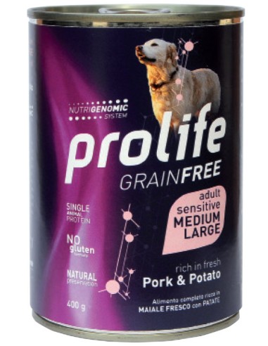 Prolife Grain Free Sensitive Adult Medium-Large Pork & Potato 400gr.