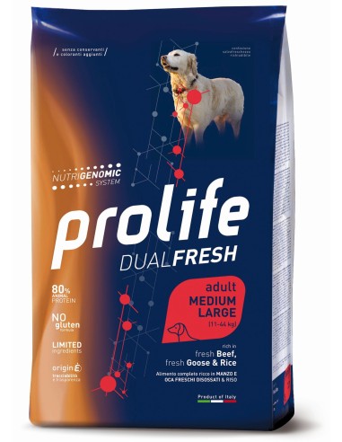 Prolife Dual Fresh Adult Medium-Large fresh Beef, fresh Goose & Rice 2,5kg.