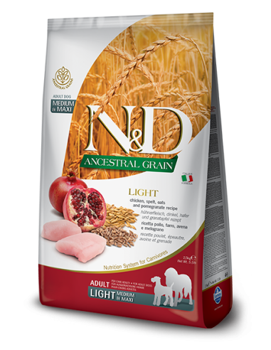 Farmina N&D Ancestral Grain Light Medium&Maxi Chicken & Pomegranate 12kg.