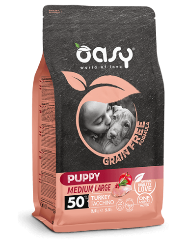 Oasy Dog Grain Free Puppy Medium-Large Tacchino 2,5kg.