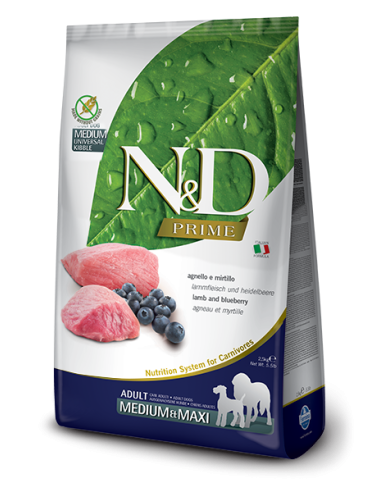 Farmina N&D Prime Adult Medium&Maxi Lamb & Blueberry 2,5kg.