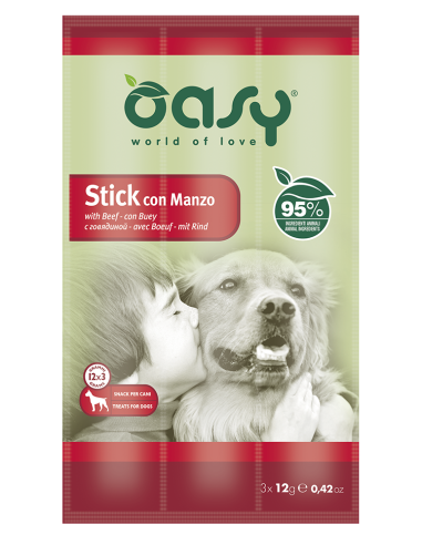 Oasy Dog Sticks al Manzo 3x12gr.