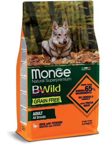 Monge Grain Free Anatra con Patate All Breeds Adult 2,5kg.