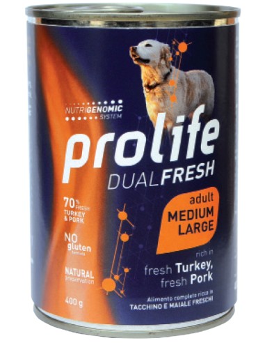 Prolife Dual Fresh Adult Medium-Large fresh Turkey, fresh Pork 400gr.