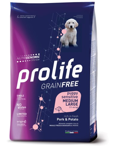 Prolife Grain Free Sensitive Puppy Medium-Large Pork & Potato 2,5kg.